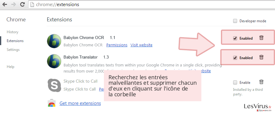 Recherchez les entrées malveillantes et supprimer chacun d'eux en cliquant sur l'icône de la corbeille Recherchez les entrées malveillantes et supprimer chacun d'eux en cliquant sur l'icône de la corbeille