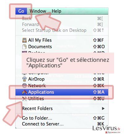 Cliquez sur 'Go' et sélectionnez 'Applications' Cliquez sur 'Go' et sélectionnez 'Applications'
