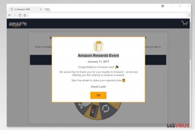 Exemple d'escroquerie "Amazon Rewards Event"