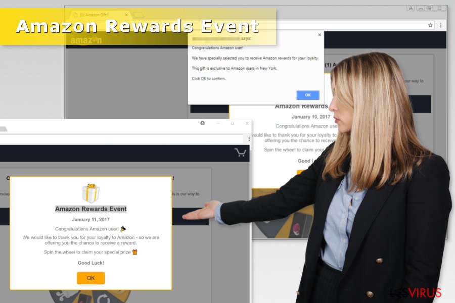 Illustration de l'escroquerie "Amazon Rewards Event"