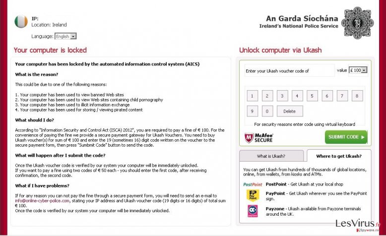 An Garda Siochana virus instantané An Garda Siochana virus instantané