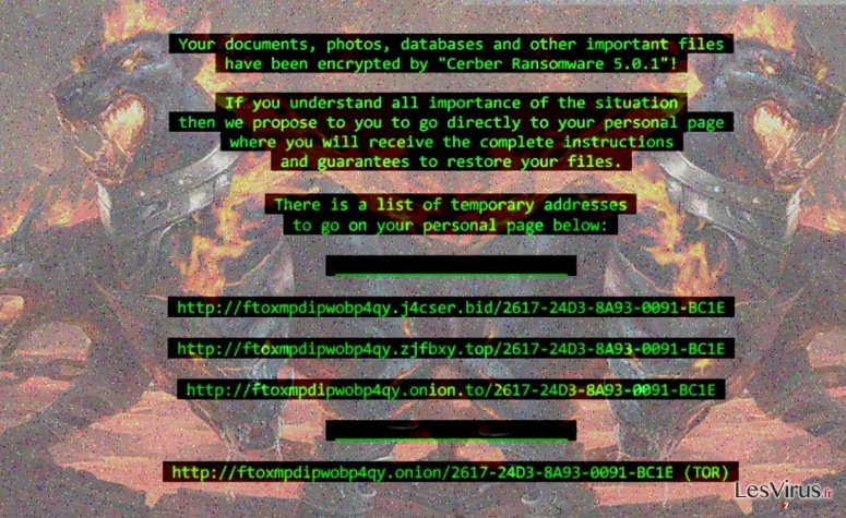 Le virus rançongiciel Cerber 5 instantané Le virus rançongiciel Cerber 5 instantané