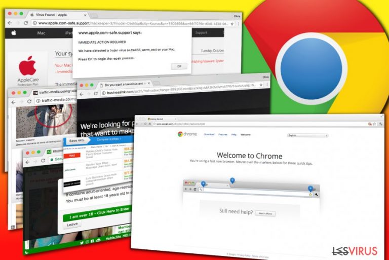 Des exemples d'annonces présentées par le logiciel publicitaire (publiciel) de Chrome