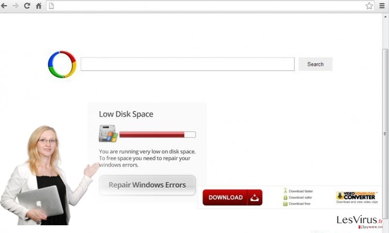 La capture d'écran de Chrome redirect virus.
