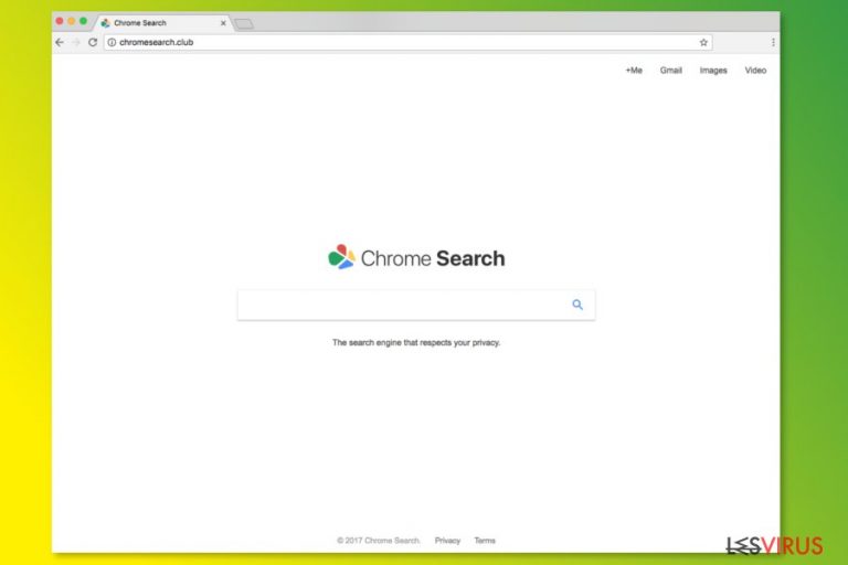 La page d'accueil de ChromeSearch.club