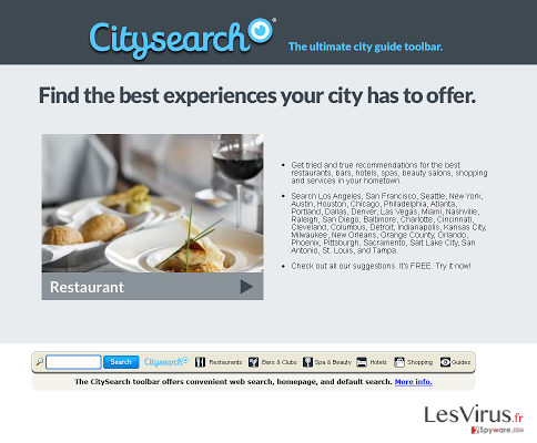 CitySearch Toolbar instantané CitySearch Toolbar instantané