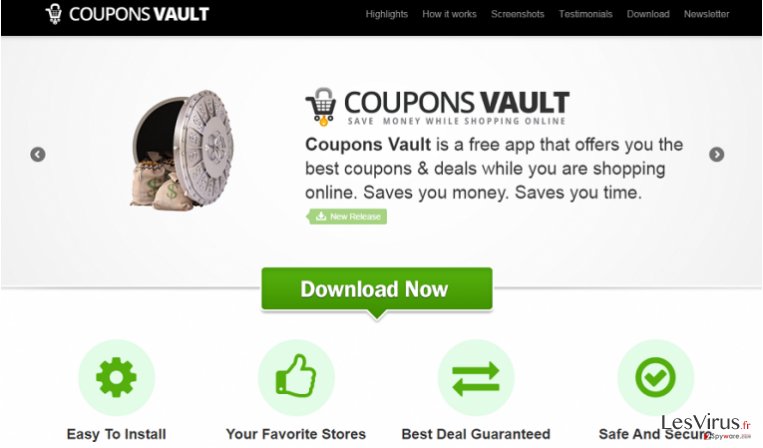 Coupons Vault adware instantané Coupons Vault adware instantané