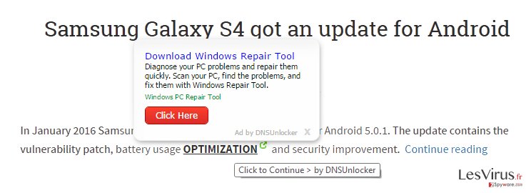 Ads of DNS Unlocker adware Ads of DNS Unlocker adware