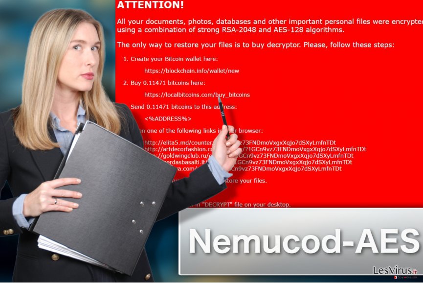Illustration du virus rançongiciel Nemucod-AES
