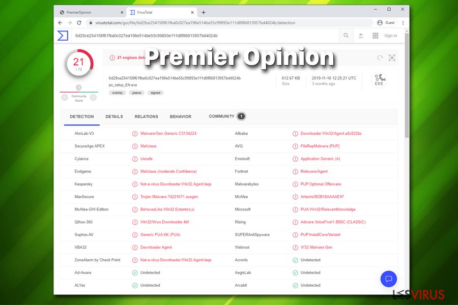 Le virus PremierOpinion instantané Le virus PremierOpinion instantané