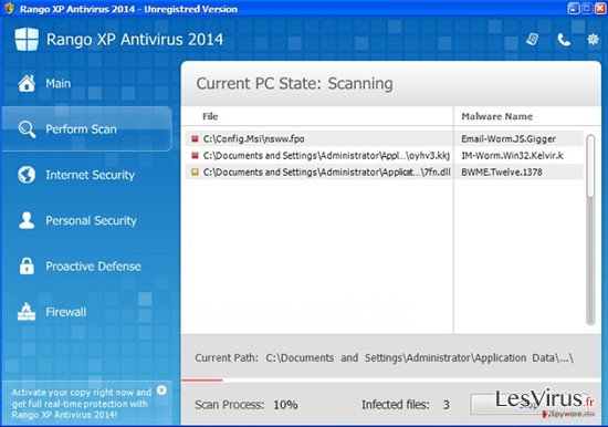 Rango XP Antivirus 2014 instantané Rango XP Antivirus 2014 instantané