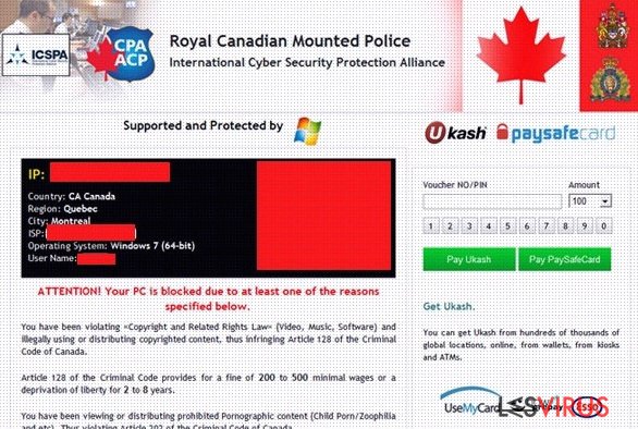 Royal Canadian Mounted Police Ukash virus