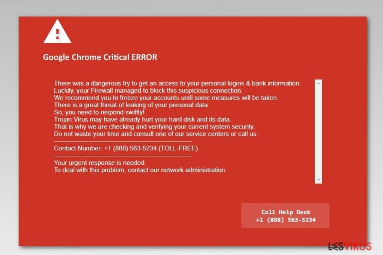 Capture d'écran de Google Chrome Critical Error