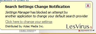 Settings Manager by Aztec Media Inc pop-up virus instantané Settings Manager by Aztec Media Inc pop-up virus instantané