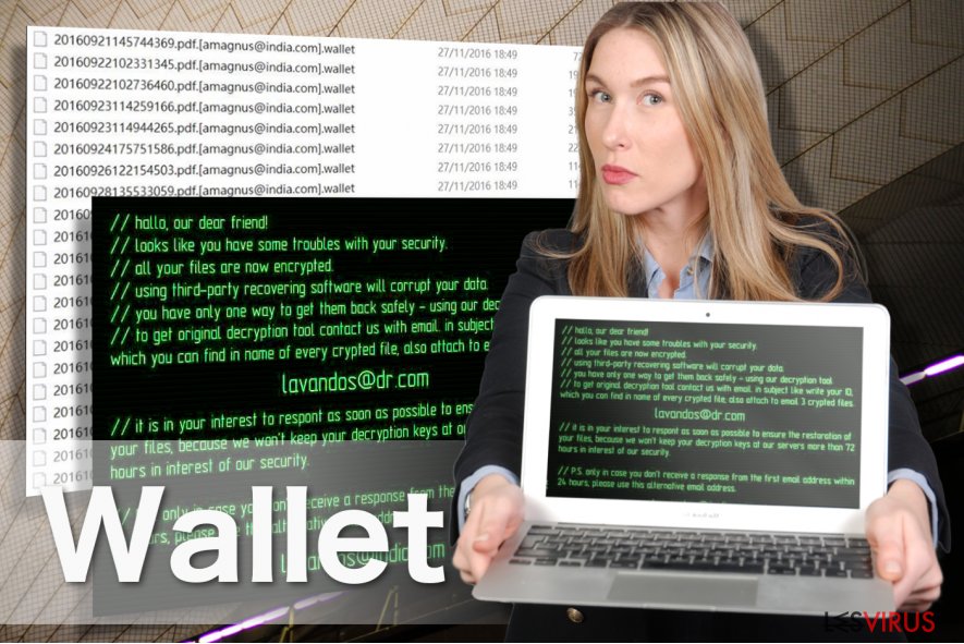 Illustration du virus rançongiciel Wallet Illustration du virus rançongiciel Wallet