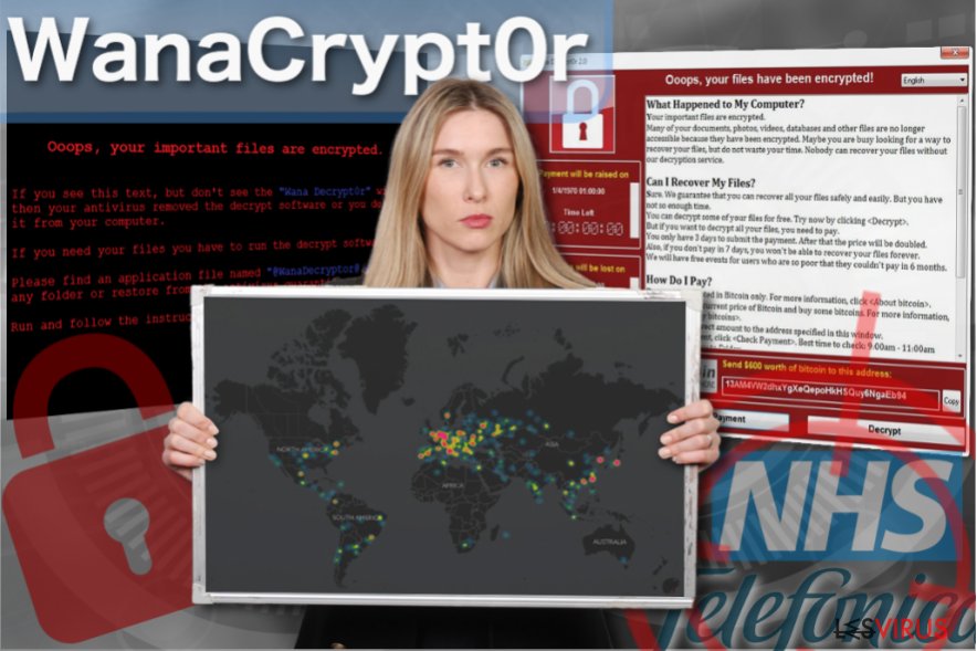 Illustration du virus rançongiciel WanaCrypt0r