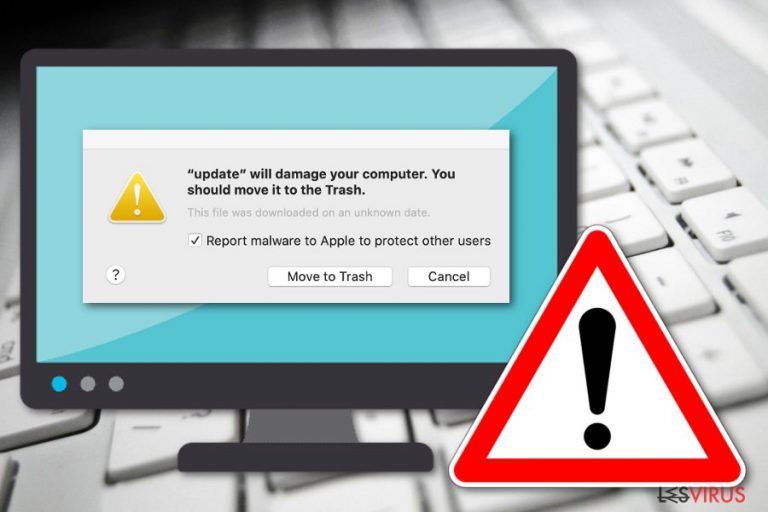 Le message « Will damage your computer. You should move it to the Trash »