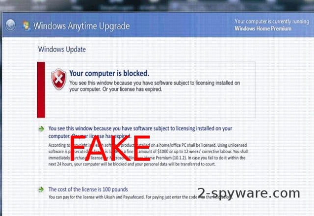 Windows Anytime Upgrade Ukash virus instantané Windows Anytime Upgrade Ukash virus instantané