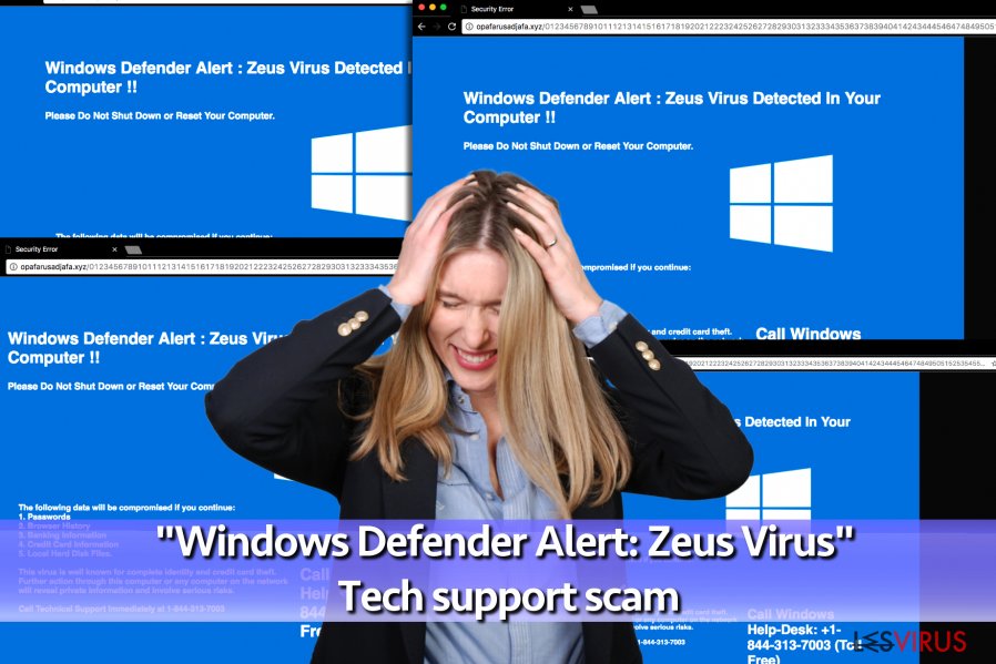 Le virus de Support Technique d'arnaque "Windows Defender Alert: Zeus Virus" Le virus de Support Technique d'arnaque "Windows Defender Alert: Zeus Virus"