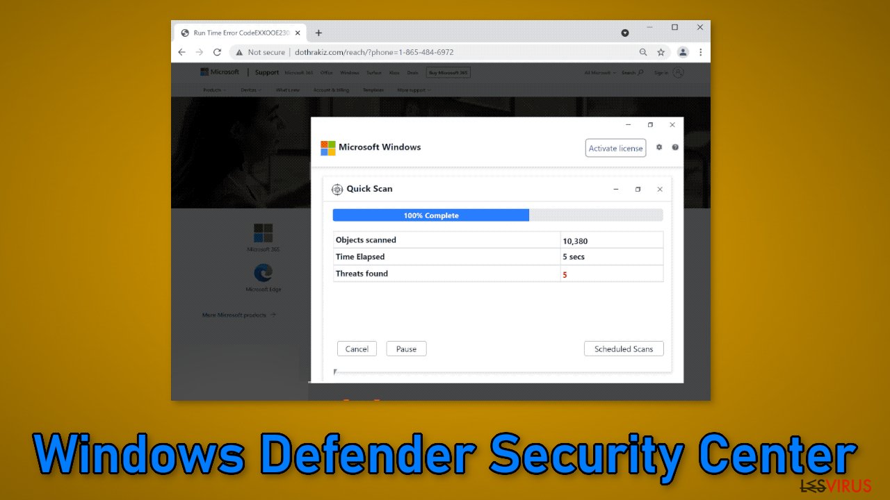 « Windows Defender Security Center » pop-up scam