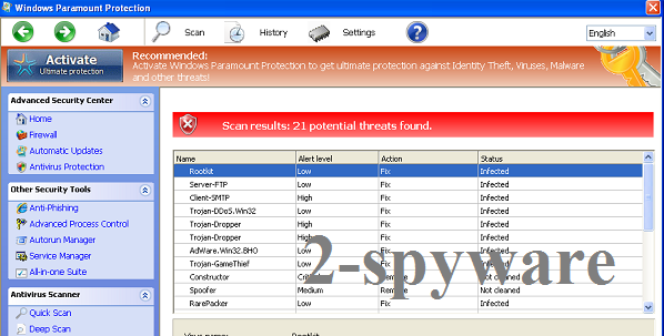 Windows Paramount Protection instantané Windows Paramount Protection instantané