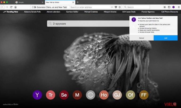 La barre d'outils Yahoo sur le navigateur Web Firefox