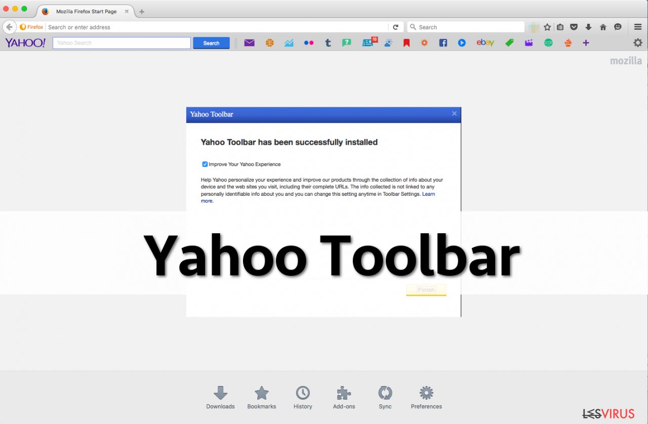 Capture d'écran de la barre d'outils Yahoo