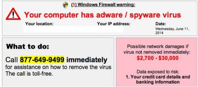 Your computer has adware / spyware virus